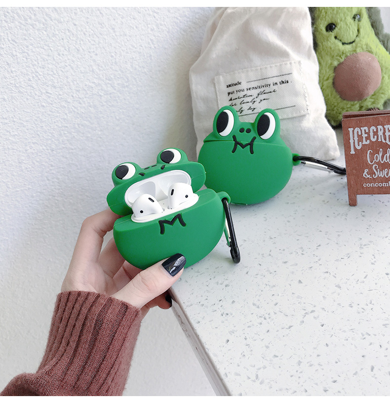 Custom Soft Silicone for Airpods Case 3D Funny Frog Protective Cover for Airpod Pro Earphone Accessory